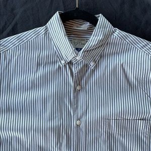 J Crew Classic Striped Gray White LS Shirt Medium